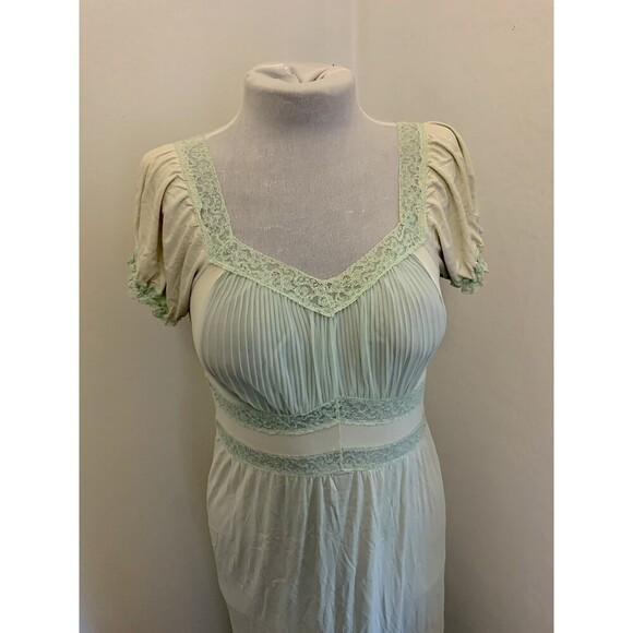Charmode Mint Green VTG 60s Coquette Milkmaid Babydoll Fairy Nightgown Sleeve 34 - Picture 6 of 16